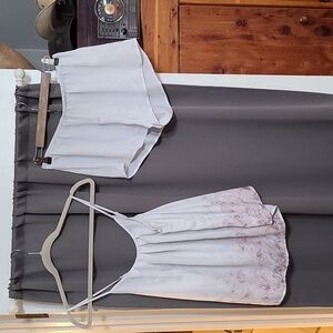 Tahari Sleepwear Womens Pajama Set Gray Pink Floral Semi-Sheer Sexy Size M EUC